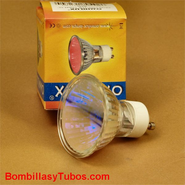 Bombilla halogena par 16 GU10 230v 35w rojo