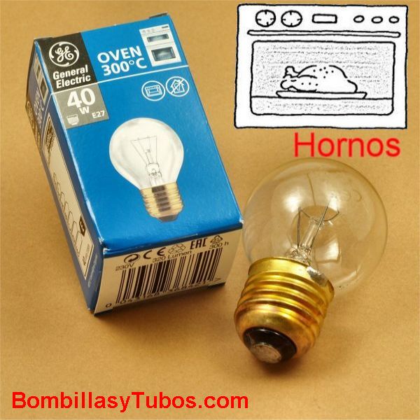 Bombilla para Horno esferica e27 230v 40w 300 grados