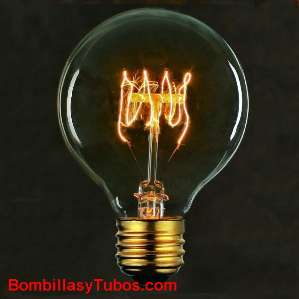 Bombilla filamento carbon GLOBO 80mm espiral H 230v 40w