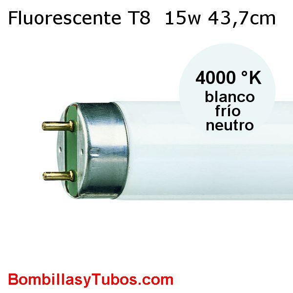 Fluorescente T8 15w 44cm G13  4000k luz fria neutra