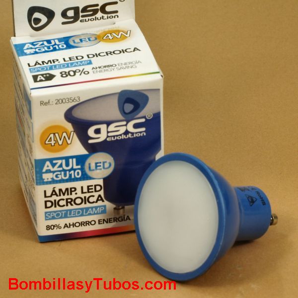 GSC bombilla led p16 gu10 230v 4w luz azul