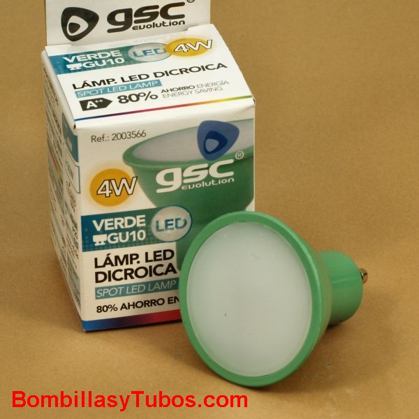 GSC lampara Led par16 Gu10 230v 4w color Verde