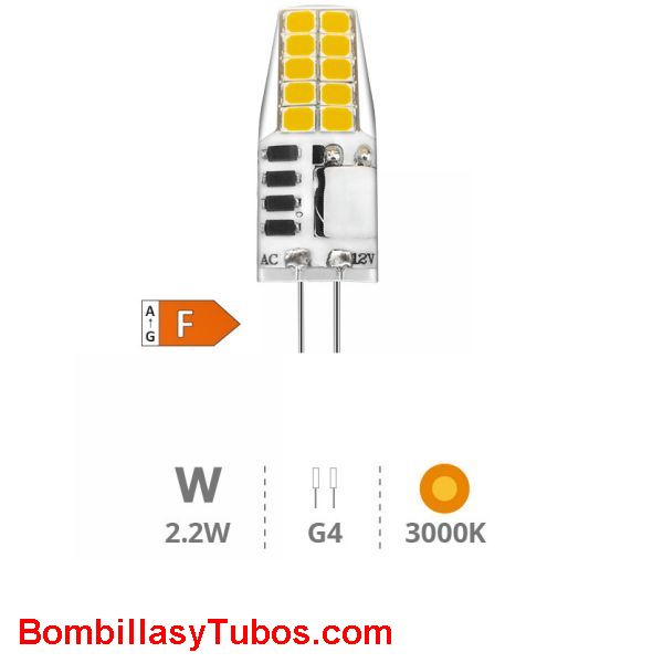 Bombilla GSC LED 12v 2,2w 12v G4 3000k 240 lumenes