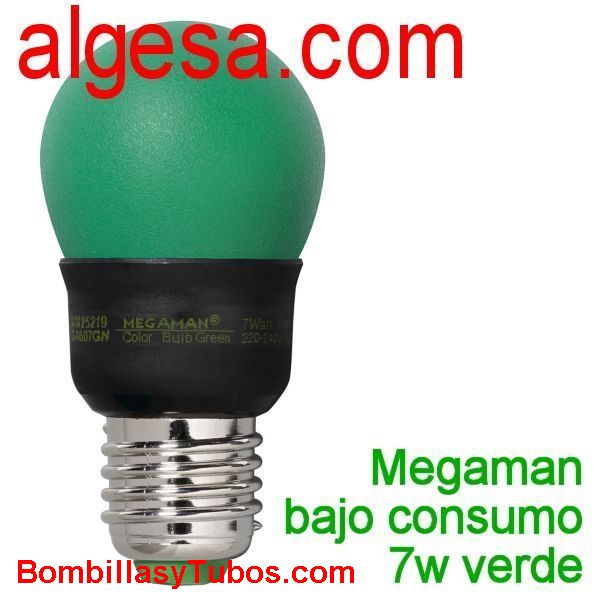 MEGAMAN ESFERICA 7w E27 VERDE