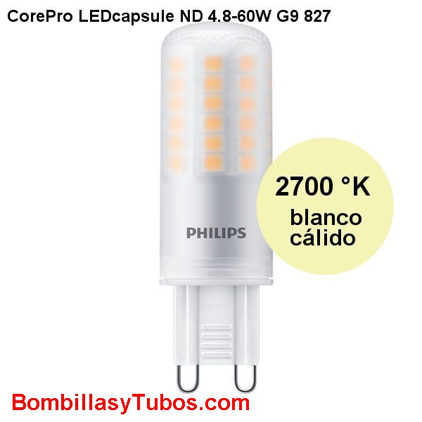 Bombilla Philips G9 4,8w 570 lumenes 2700k