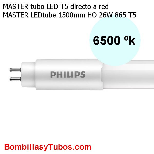 Tubo T5 LED Philips 150cm HO 26w 3900lm 6500k. Directo a red