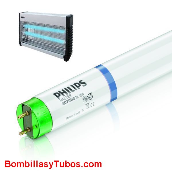 Fluorescente T8  18w-10 actinico UVA Secura 60cm - Fluorescente Philips T8 18w actinico anti roturas Secura . Proteccion anti astillado. UVA 368nm