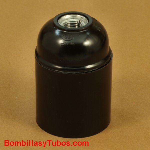 Portalamparas rosca E27 exterior liso.Color negro